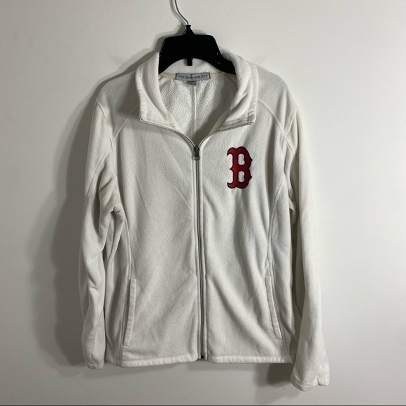Boston Redsox Full Zip Fleece Sweatshirt Large Port Authority Red - Picture 2 of 7
